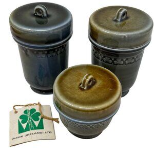 VTG 3 Wade Irish Porcelain Egg Coddlers Lids Ceramic Stoneware AS Cooper Cottage